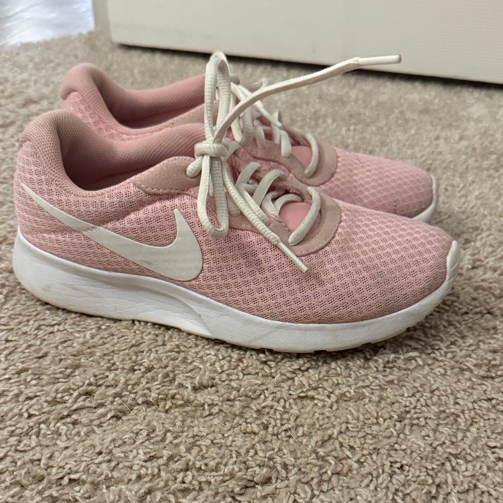 Nike Women's Soft Pink and White Sneakers